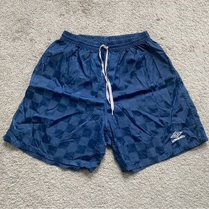 Vintage Umbro Checker 90s Blue Nylon Shorts Size Medium